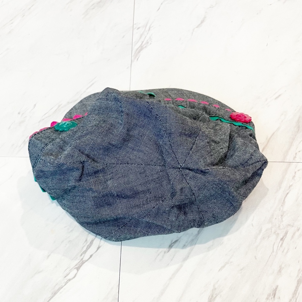 Gymboree Denim Newsboy Cap Pink and Teal Details Pull On NWT Size 2T-3T - Picture 2 of 7